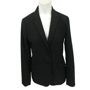 J Crew Factory Black Lightweight Wool Blazer Size 6 Lined Jacket Career 2 Button